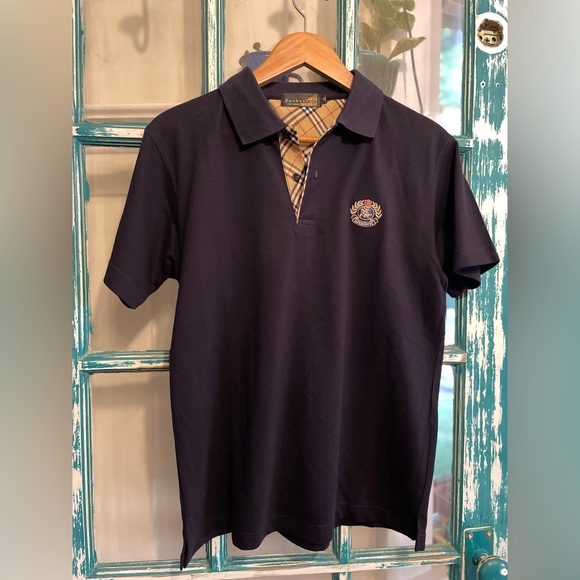 NAVY BURBERRYS OF LONDON GOLF POLO SHIRT - Picture 6 of 6